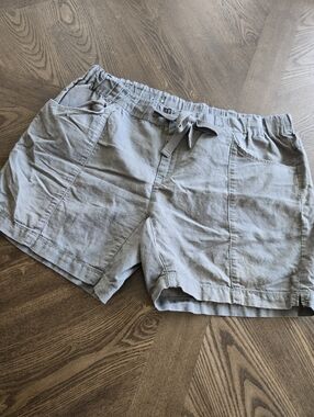 Columbia Elastic Waist Shorts In Light Green Linen Cotton Blend sz MEDIUM